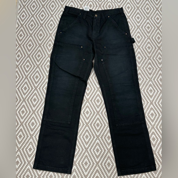 Vintage Carhartt Double Knee Canvas Pants Work Wear Carpenter Black 34x34